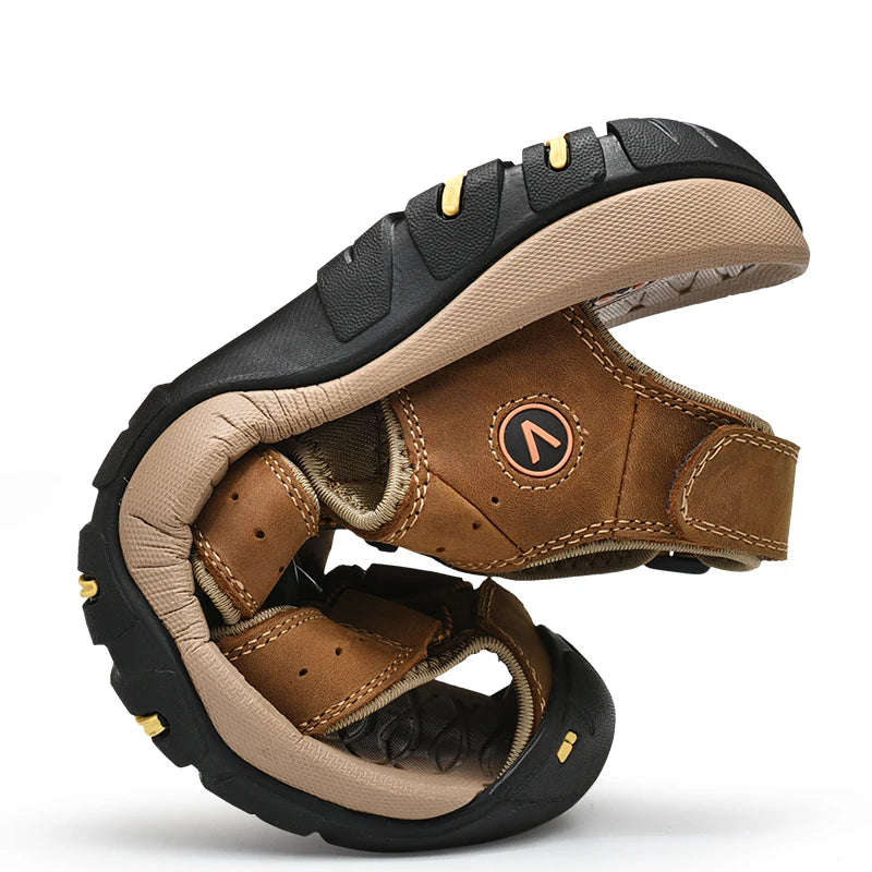 Herren Sommerschuhe aus Kunstleder – Bequeme Outdoor Sandalen im Römischen Stil, Casual Strandsandalen, Größen 38–48
