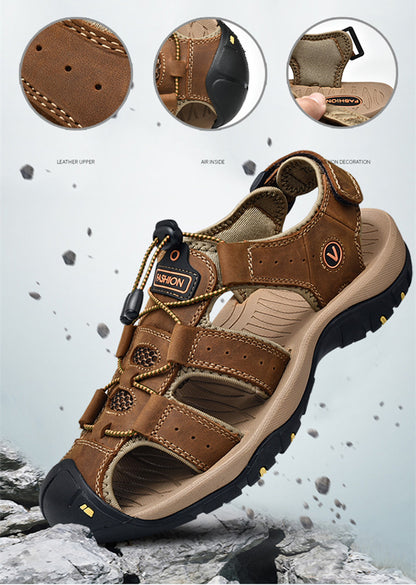 Herren Sommerschuhe aus Kunstleder – Bequeme Outdoor Sandalen im Römischen Stil, Casual Strandsandalen, Größen 38–48