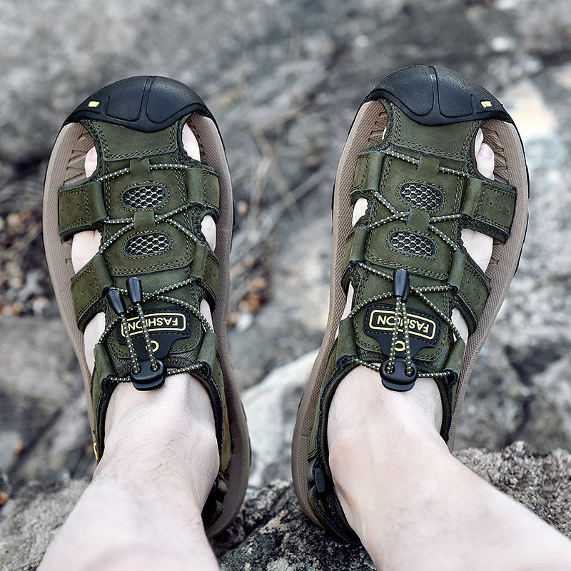 Herren Sommerschuhe aus Kunstleder – Bequeme Outdoor Sandalen im Römischen Stil, Casual Strandsandalen, Größen 38–48