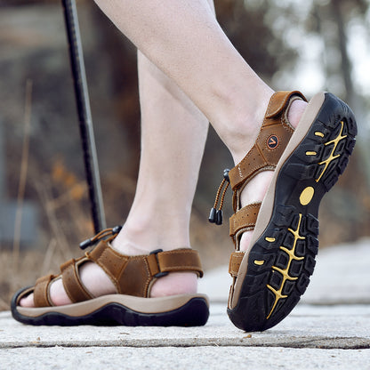 Herren Sommerschuhe aus Kunstleder – Bequeme Outdoor Sandalen im Römischen Stil, Casual Strandsandalen, Größen 38–48